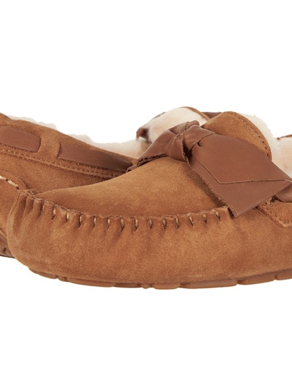 UGG Dakota Leather Bow Women Slippers/Moccasins, Chestnut, Size US 6